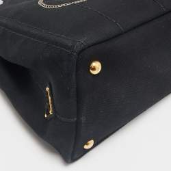 Prada Black Canvas Logo Small Canapa Tote