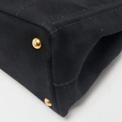 Prada Black Canvas Logo Small Canapa Tote