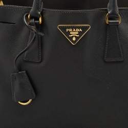 Prada Black Saffiano Lux Leather Large Double Zip Tote