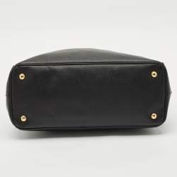 Prada Black Saffiano Lux Leather Large Double Zip Tote