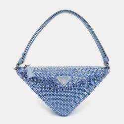Prada Blue Satin Satin Triangle Mini Bag