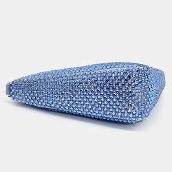 Prada Blue Satin Satin Triangle Mini Bag