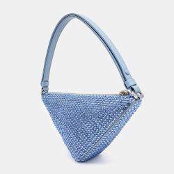 Prada Blue Satin Satin Triangle Mini Bag