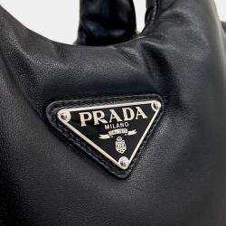 Prada Black Leather Padded Soft Napa Tote Bag Small