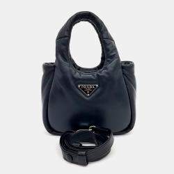 Prada Black Leather Padded Soft Napa Tote Bag Small