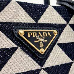 Prada Navy Blue Fabric Symbol Jacquard Mini Tote and Crossbody Bag