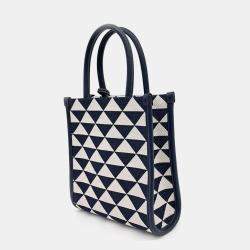 Prada Navy Blue Fabric Symbol Jacquard Mini Tote and Crossbody Bag