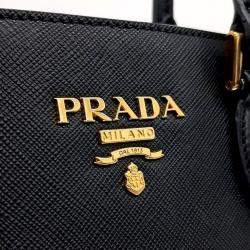 Prada Black Leather Saffiano Soft Tote and Shoulder Bag