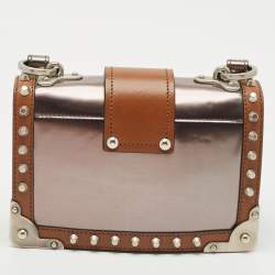Prada Grey/Brown Vitello Metal and City Leather Cahier Shoulder Bag