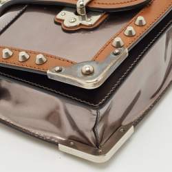 Prada Grey/Brown Vitello Metal and City Leather Cahier Shoulder Bag