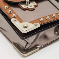 Prada Grey/Brown Vitello Metal and City Leather Cahier Shoulder Bag