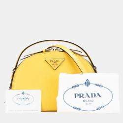 Prada Yellow Saffiano Lux Odette Satchel