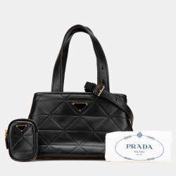 Prada Black Small Quilted Lambskin Satchel