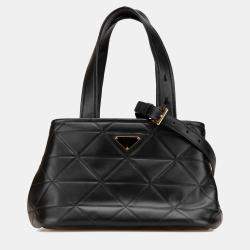 Prada Black Small Quilted Lambskin Satchel