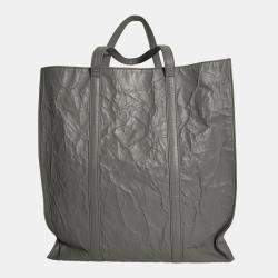 Prada Grey Antique Nappa Leather Medium  Tote Bag