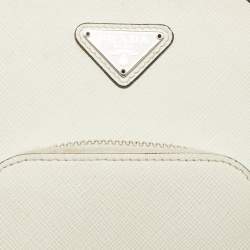 Prada White Saffiano Lux Leather Phone Crossbody Bag