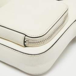 Prada White Saffiano Lux Leather Phone Crossbody Bag