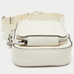 Prada White Saffiano Lux Leather Phone Crossbody Bag