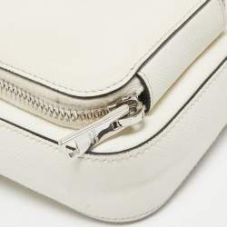 Prada White Saffiano Lux Leather Phone Crossbody Bag