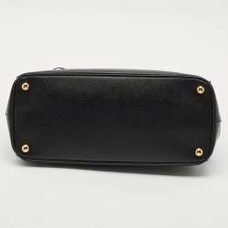 Pre Owned Prada Black Saffiano Lux Leather Medium Double Zip Tote