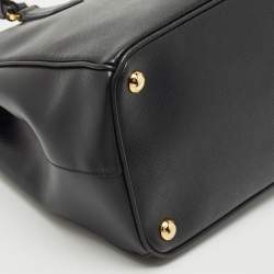 Pre Owned Prada Black Saffiano Lux Leather Medium Double Zip Tote