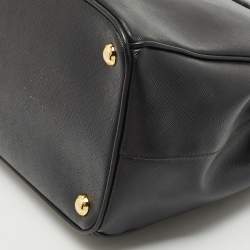 Pre Owned Prada Black Saffiano Lux Leather Medium Double Zip Tote