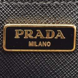 Prada Black Saffiano Lux Leather Mini Double Zip Tote