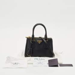 Prada Black Saffiano Lux Leather Mini Double Zip Tote