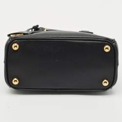 Prada Black Saffiano Lux Leather Mini Double Zip Tote