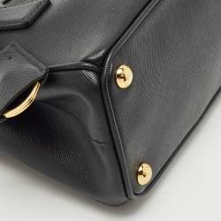 Prada Black Saffiano Lux Leather Mini Double Zip Tote