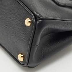 Prada Black Saffiano Lux Leather Mini Double Zip Tote