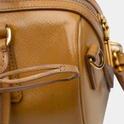 Prada Brown Saffiano Vernice Satchel