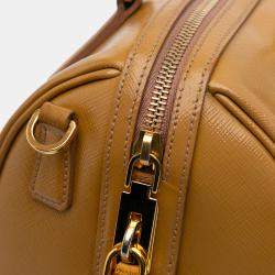 Prada Brown Saffiano Vernice Satchel