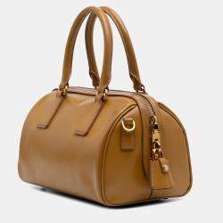Prada Brown Saffiano Vernice Satchel