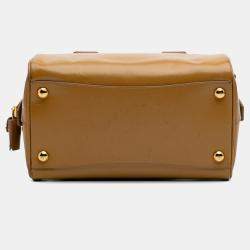 Prada Brown Saffiano Vernice Satchel