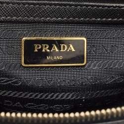 Prada Black Saffiano Leather Small Double Zip Tote
