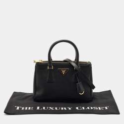 Prada Black Saffiano Leather Small Double Zip Tote