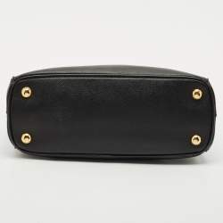 Prada Black Saffiano Leather Small Double Zip Tote