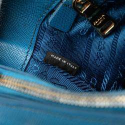 Prada Blue Medium Saffiano Galleria Satchel
