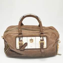 Prada Brown Ombre Leather Glace Zippers Bauletto Bag