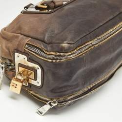 Prada Brown Ombre Leather Glace Zippers Bauletto Bag
