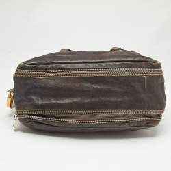 Prada Brown Ombre Leather Glace Zippers Bauletto Bag