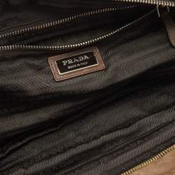 Prada Brown Ombre Leather Glace Zippers Bauletto Bag