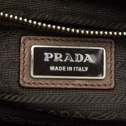 Prada Brown Ombre Leather Glace Zippers Bauletto Bag