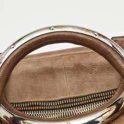 Prada Brown Ombre Leather Glace Zippers Bauletto Bag
