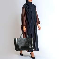 Prada Black/White Grace Lux Leather Large Ouverture Tote