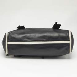 Prada Black/White Grace Lux Leather Large Ouverture Tote