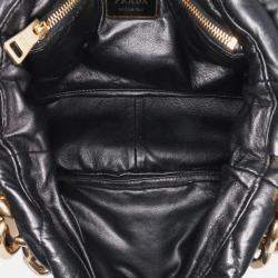 Prada Black Nappa Leather Soft Padded Logo Satchel