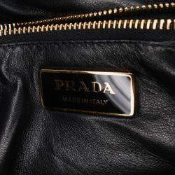 Prada Black Nappa Leather Soft Padded Logo Satchel