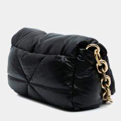 Prada Black Nappa Leather Soft Padded Logo Satchel